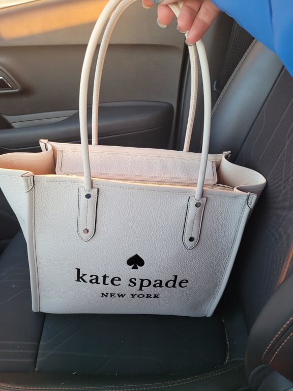 KATE SPADE LARGE ELLA FAUX SHEARLING TOTE IN LIGHT FAWN NWT