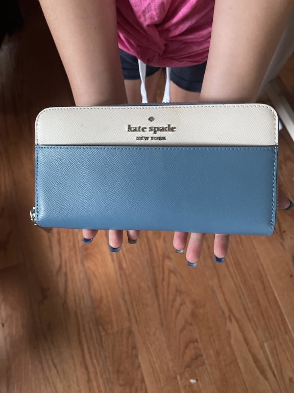 Kate Spade Staci Large Continental Wallet Saffiano Leather Poolside Blue  Multi