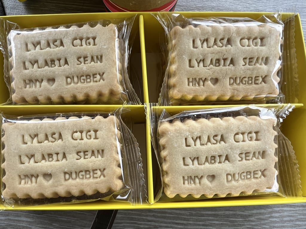 Custom Message Shortbread Cookies from Uncommon Goods. Customer submitted image.