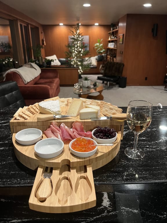 Compact Swivel Cheese & Tapas Board from Uncommon Goods. Customer submitted image.