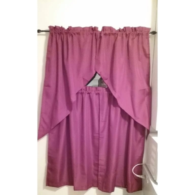 Opaque Wine Ribcord Kitchen Curtain Pieces Tiers/ Valances/ Swags