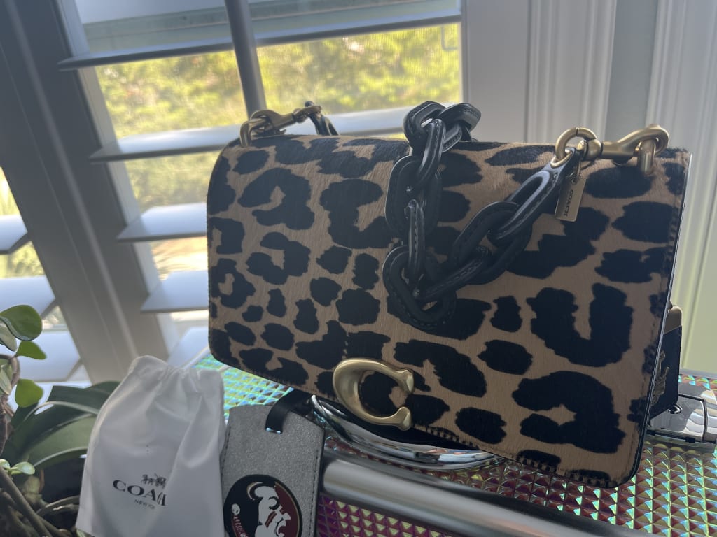 COACH®  Bandit Shoulder Bag In Haircalf With Leopard Print