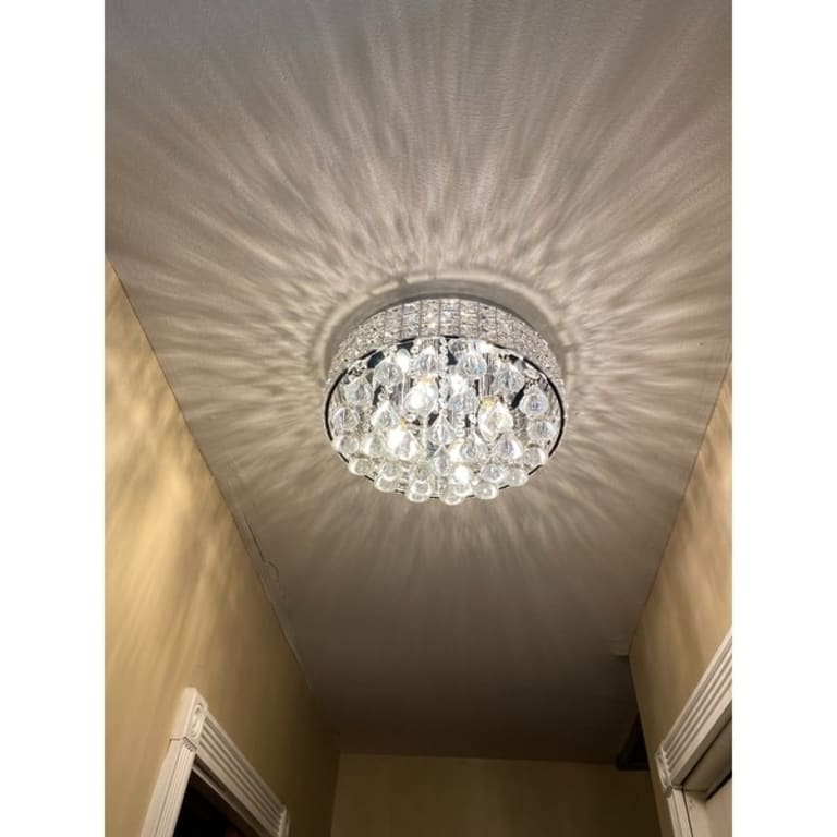 Lin Crystal  Antonia Ornate Crystal Flush Mount Chandelier in Chrome