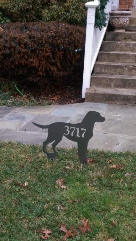 Dog Lawn Stakes from Uncommon Goods. Customer submitted image.