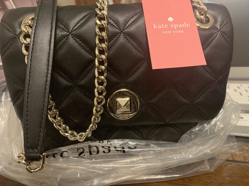 Kate Spade Dove Quilted Leather Chain Crossbody in Black