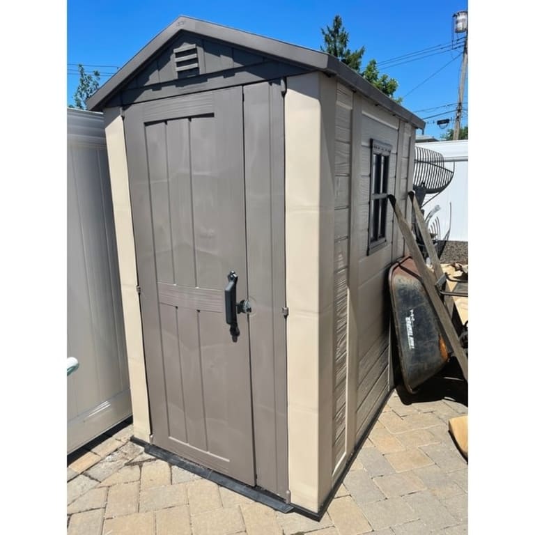 Keter Factor 4x6 ft. Resin Outdoor Storage Shed With Floor for Patio