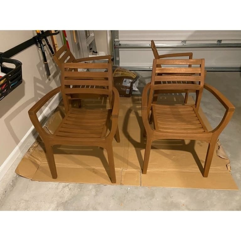 Eilaf Danish Eucalyptus Stacking Armchair, 4pk. On Sale Bed Bath