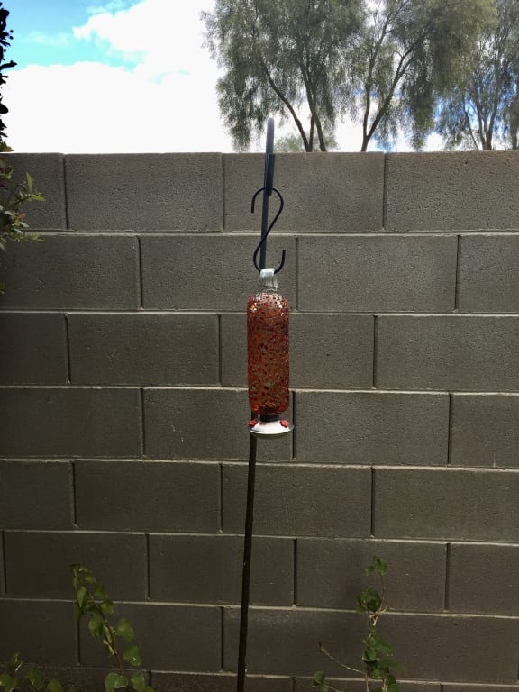 Glass Confetti Hummingbird Feeder from Uncommon Goods. Customer submitted image.
