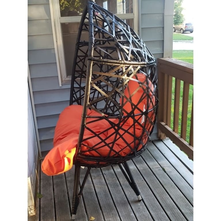 Pompano Indoor Wicker Teardrop Chair with Cushion by Christopher Knight