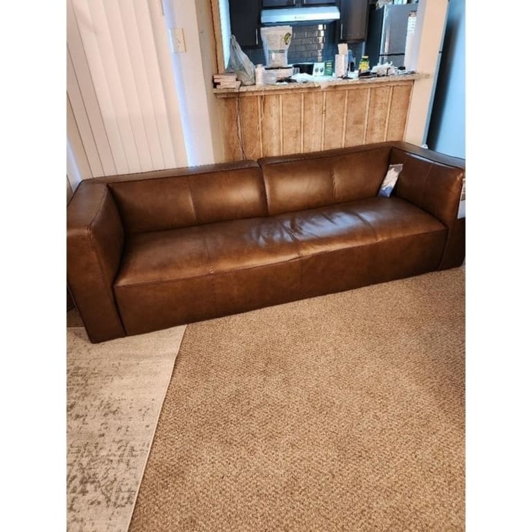 Abbyson Hamilton Top Grain Leather Dark Camel Sofa Bed Bath & Beyond