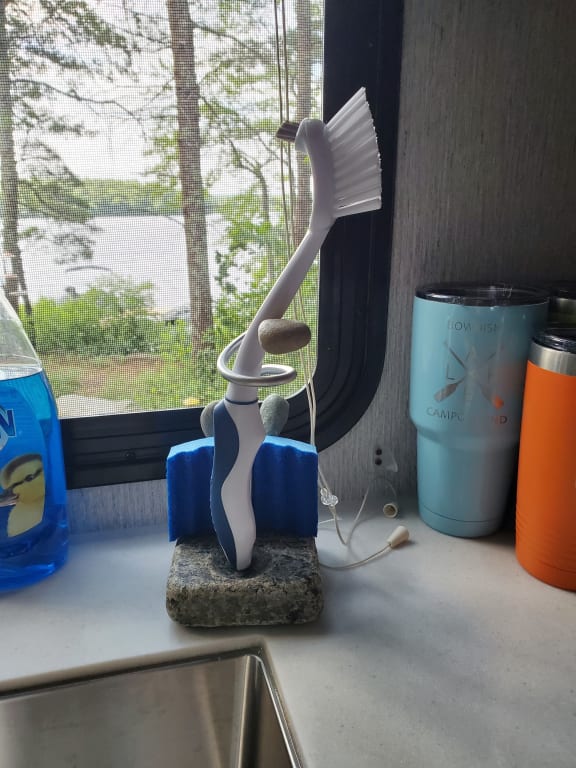 Sea Stone Splash Sponge & Brush Holder from Uncommon Goods. Customer submitted image.