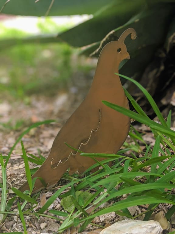 Quail Set Garden Sculpture from Uncommon Goods. Customer submitted image.