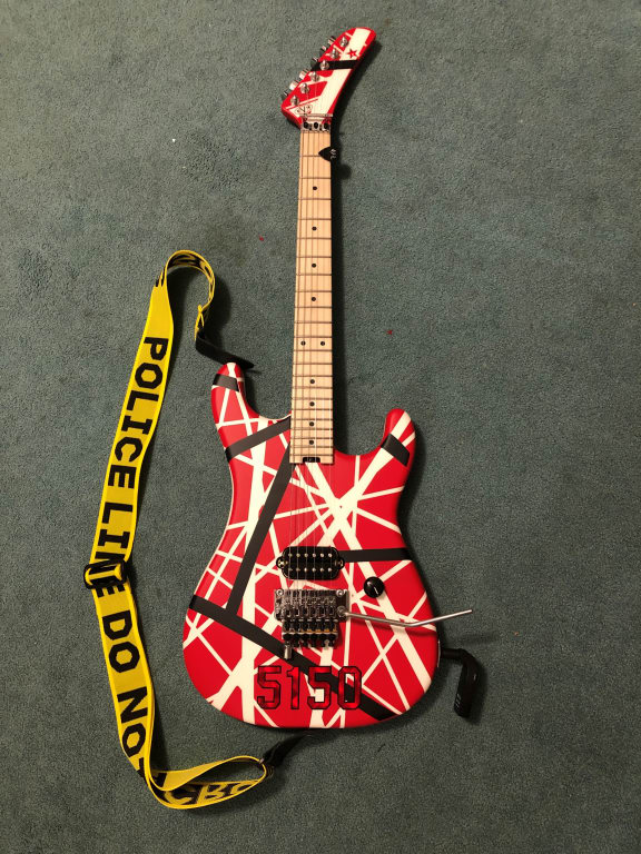 EVH Striped Series 5150 Electric Guitar Red, Black, and EVH Striped Series 5150 Electric Guitar Red, Black, and