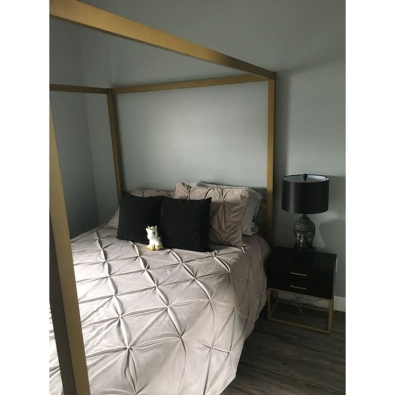 Tommy Hilfiger Ellias Table Collection, Black and Gold On Sale Bed