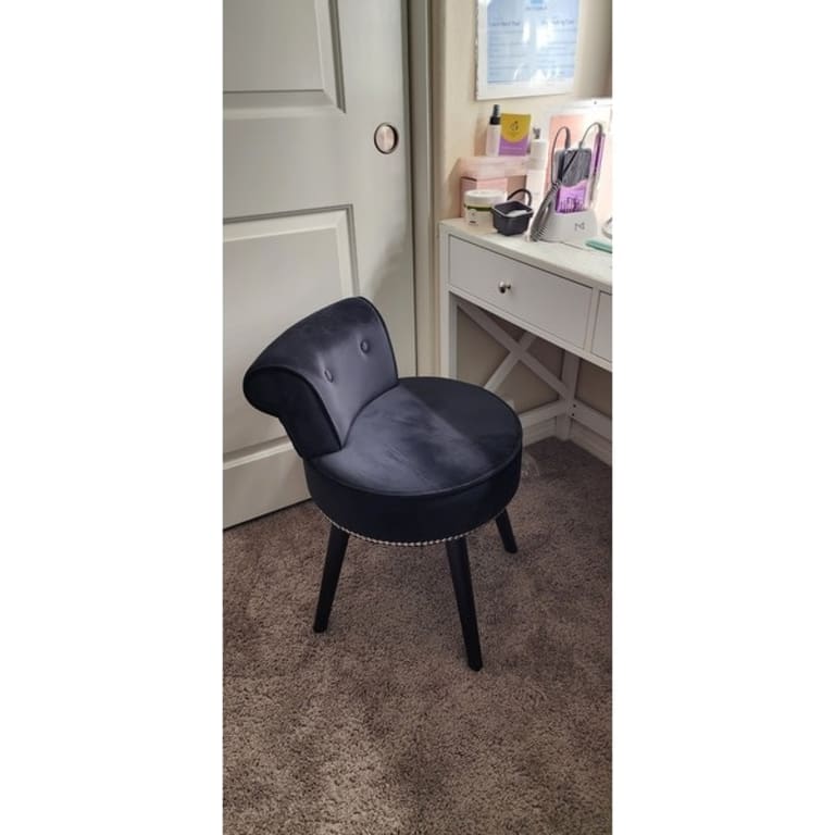 VEIKOUS Makeup Vanity Stool Chair with Low Back and Wood Legs17.3" x