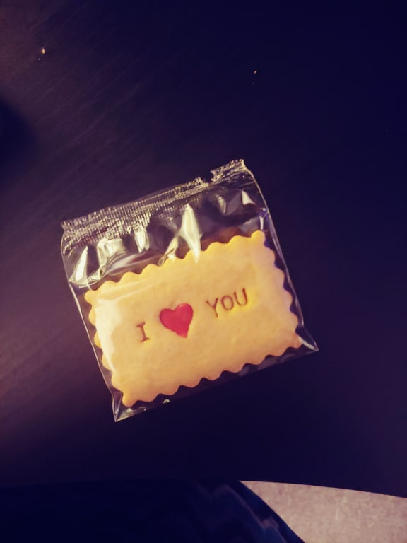 Love Message Shortbread Cookies from Uncommon Goods. Customer submitted image.