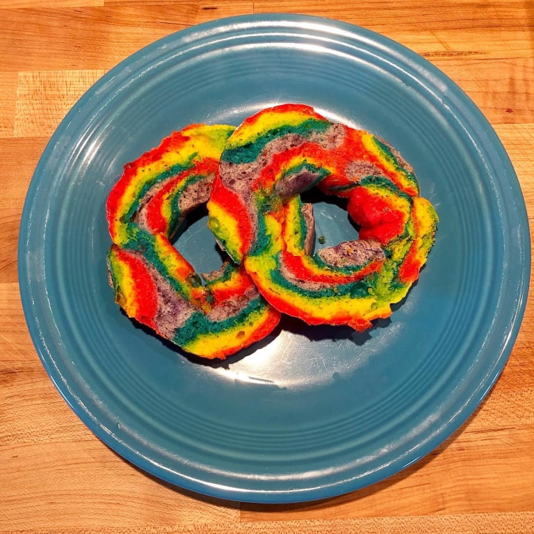 Make Your Own Rainbow Bagel Kit from Uncommon Goods. Customer submitted image.