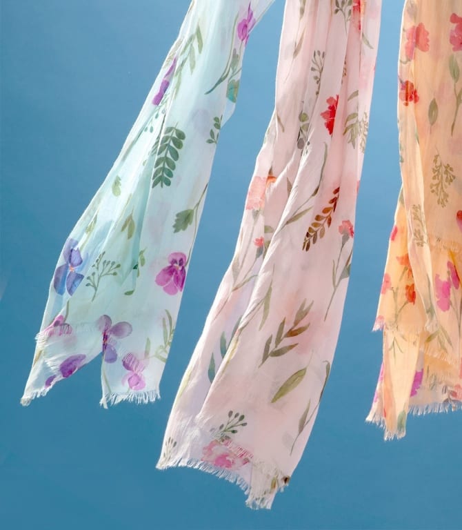 Birth Month Flower Scarf from Uncommon Goods. Customer submitted image.