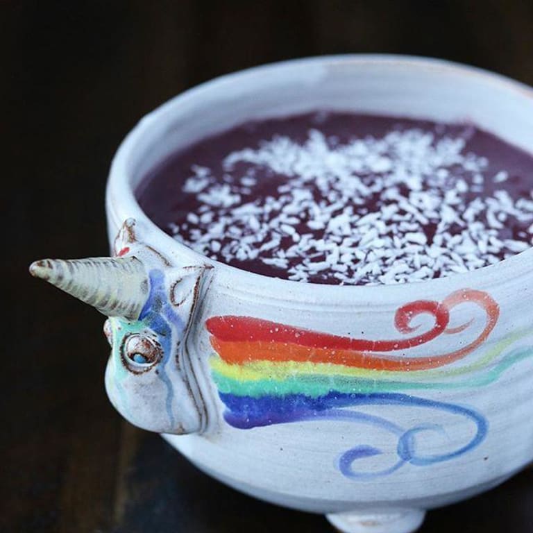 Elwood the Unicorn Cereal Bowl from Uncommon Goods. Customer submitted image.