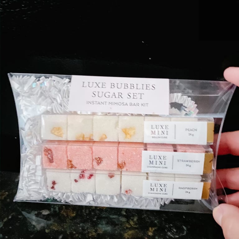 Minute Mimosa Sugar Cube Trio from Uncommon Goods. Customer submitted image.