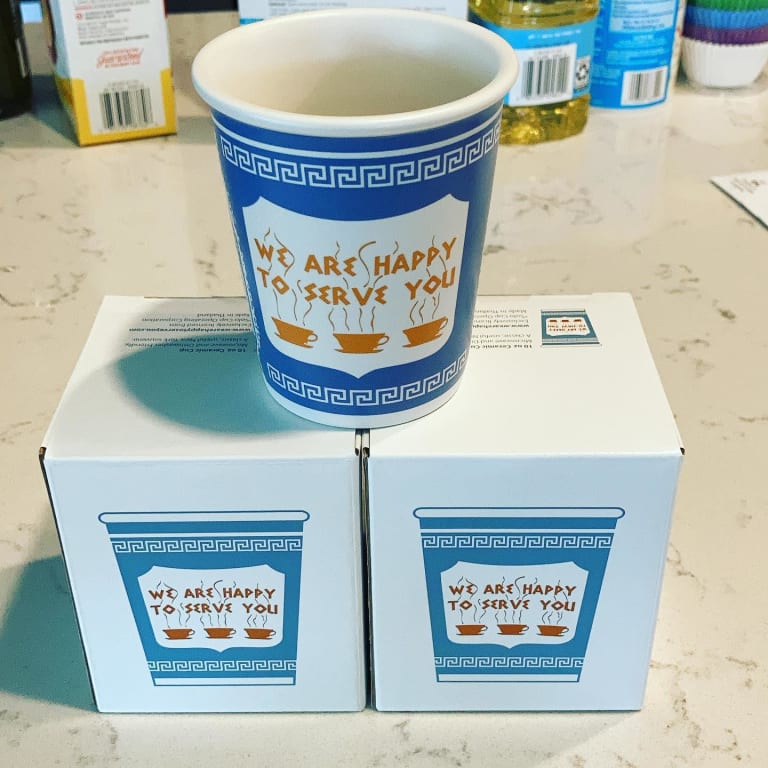 Ceramic Greek Coffee Cup from Uncommon Goods. Customer submitted image.
