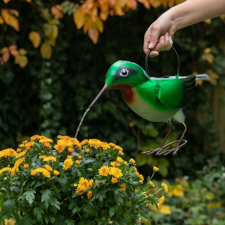 Ruby Throated Hummingbird Watering Can from Uncommon Goods. Customer submitted image.