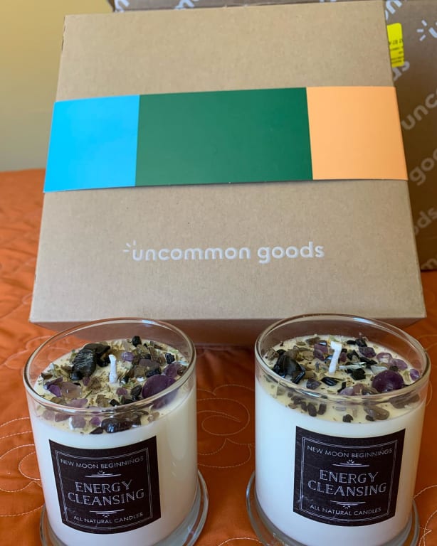 Energy Cleansing Candle from Uncommon Goods. Customer submitted image.