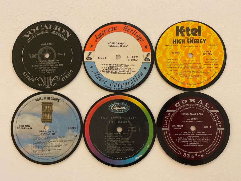 Upcycled Record Coasters from Uncommon Goods. Customer submitted image.