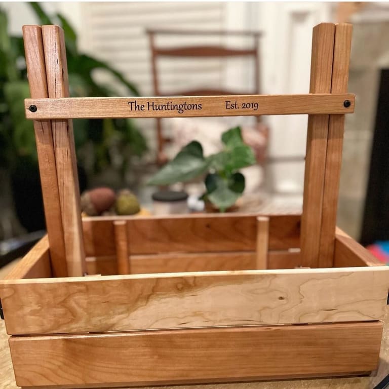Personalized Picnic Table Wine Carrier from Uncommon Goods. Customer submitted image.