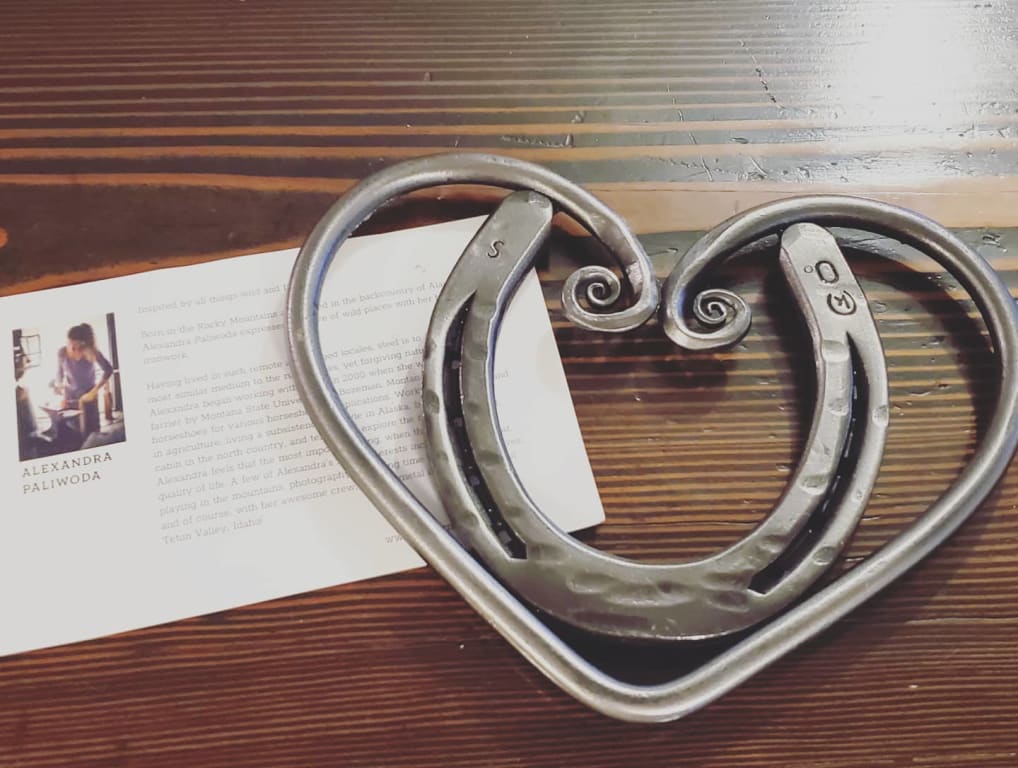 Personalized Horseshoe Heart Trivet from Uncommon Goods. Customer submitted image.