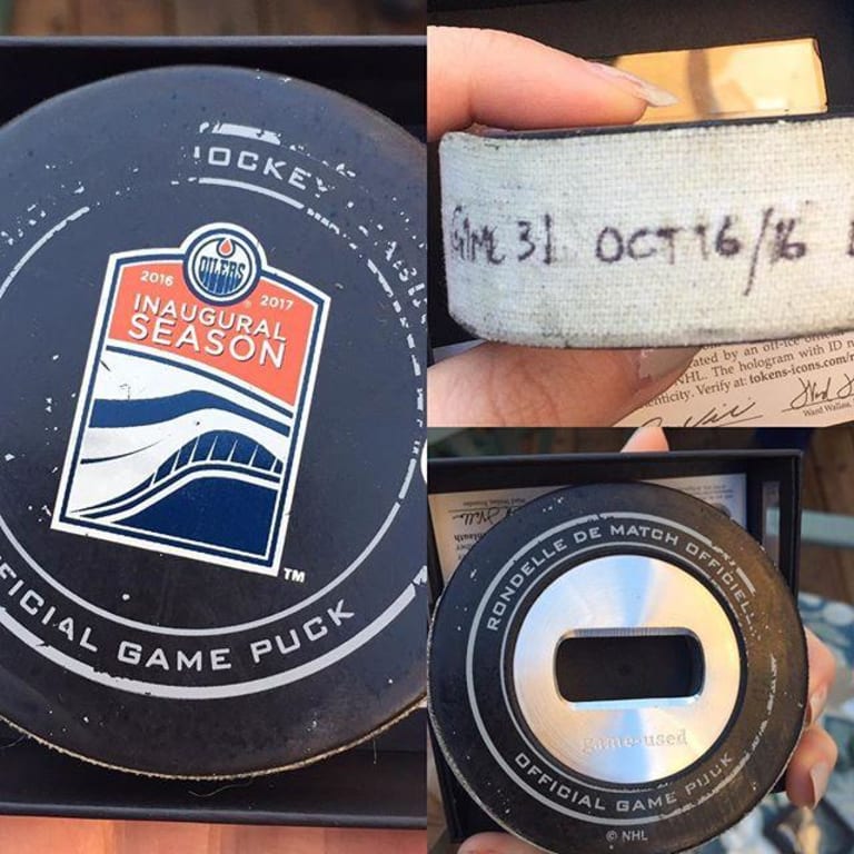 NHL Game Used Hockey Puck Opener from Uncommon Goods. Customer submitted image.