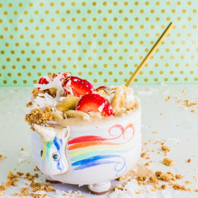 Elwood the Unicorn Cereal Bowl from Uncommon Goods. Customer submitted image.
