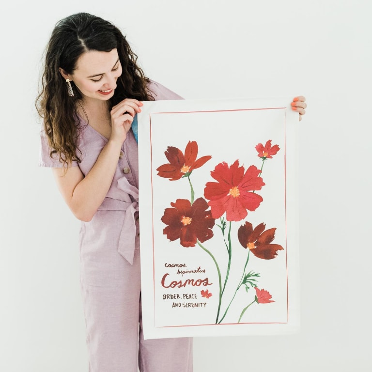 Birth Month Flower Tea Towel from Uncommon Goods. Customer submitted image.