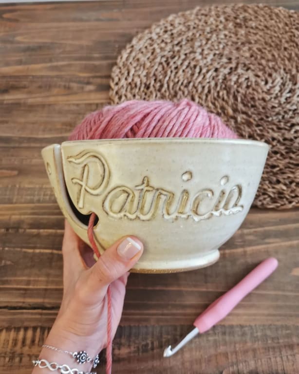 Personalized Yarn Bowl from Uncommon Goods. Customer submitted image.