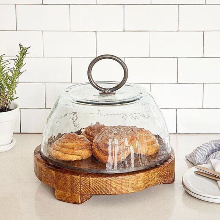 Reclaimed Wood Serving Board & Cloche from Uncommon Goods. Customer submitted image.