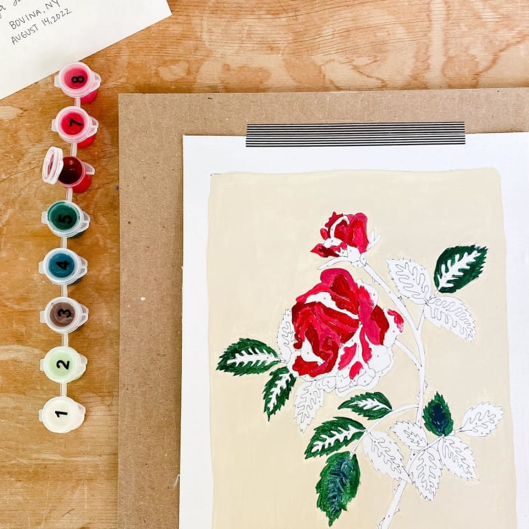 Birth Month Flower Paint-by-Number Kit from Uncommon Goods. Customer submitted image.