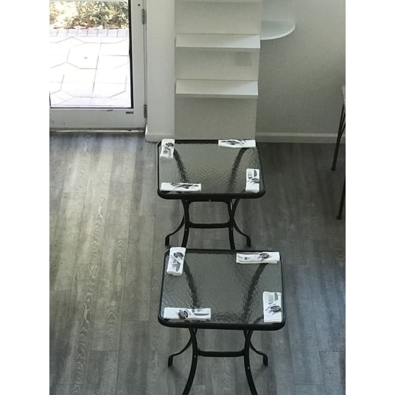 Outsunny 34" Outdoor Glass Top Bistro Table Black Bed Bath & Beyond