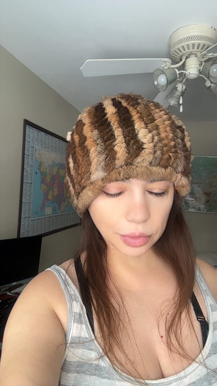 Customer Image Captioned: Rex Rabbit Fur hat in Natural