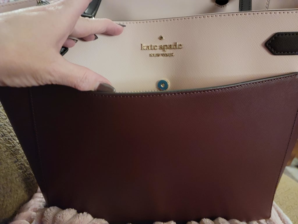 Kate Spade Staci Laptop Tote Large Shoulder Bag Warm Beige Leather Handbag  767883695890