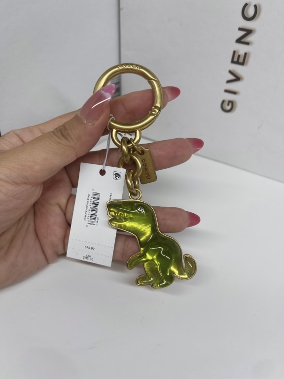 Coach, Accessories, Coach Rexy Dinosaur Glitter Leather Charm Key Ring