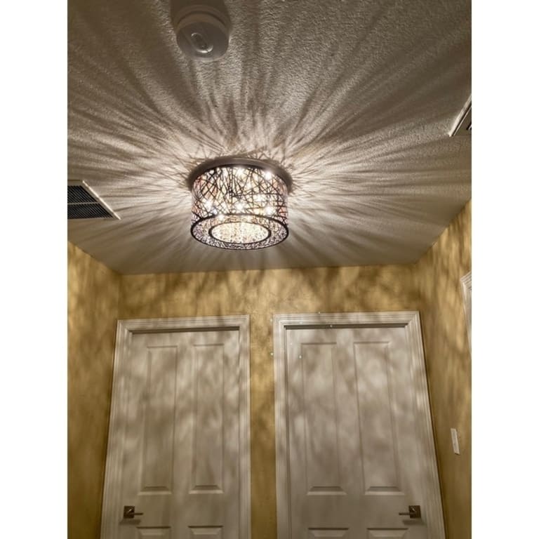 Inca 7light Lasercut Bronze Flush Mount Light with Crystal Accents