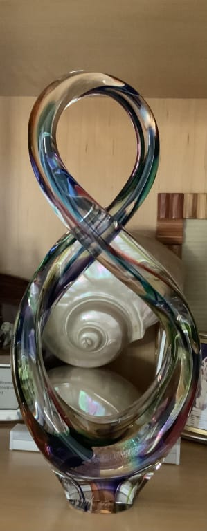 Rainbow Glass Infinity Sculpture from Uncommon Goods. Customer submitted image.