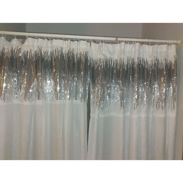 Lush Decor Polyester Shimmer Sequins Shower Curtain On Sale Bed