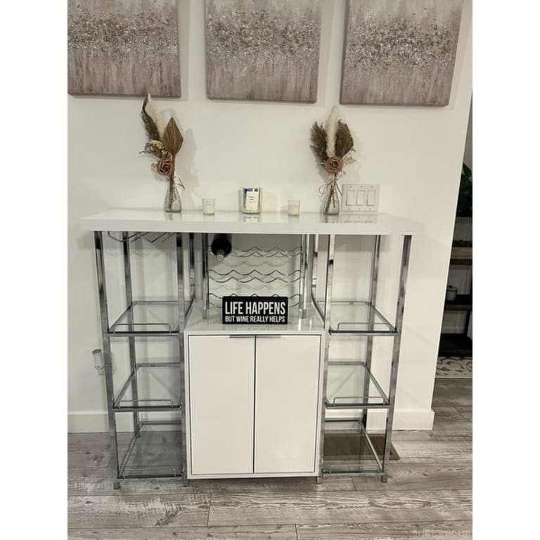 Gallimore White and Chrome 2door Bar On Sale Bed Bath