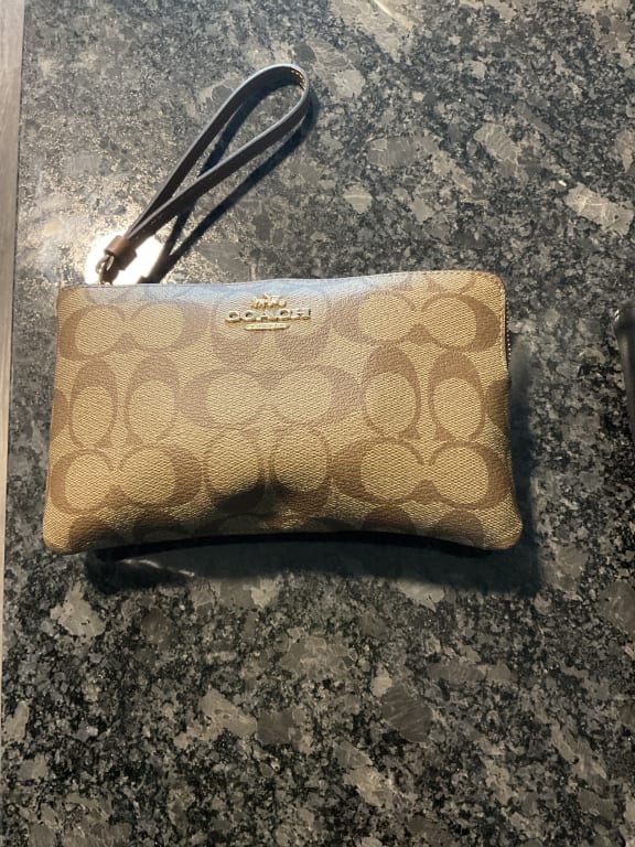 Coach Designer Zip Wristlet in Signature Canvas Brown & Taupe - $61 New  With Tags - From Ashley