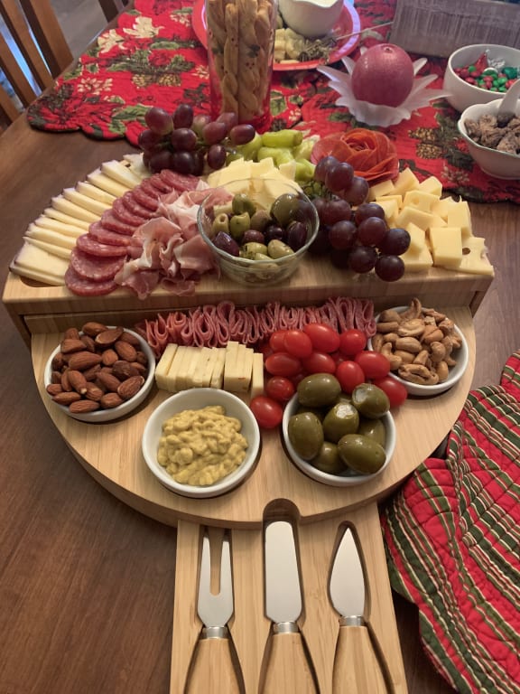 Compact Swivel Cheese & Tapas Board from Uncommon Goods. Customer submitted image.