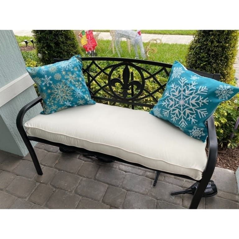 Sorra Home Sloane Ivory 48inch Indoor/ Outdoor Corded Bench Cushion Bed Bath & Beyond 11351747