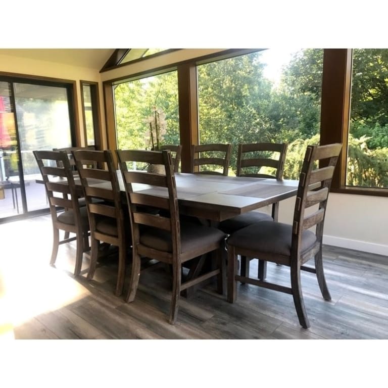 Best Quality Furniture Rustic Trestle 9piece Dining Set Bed Bath