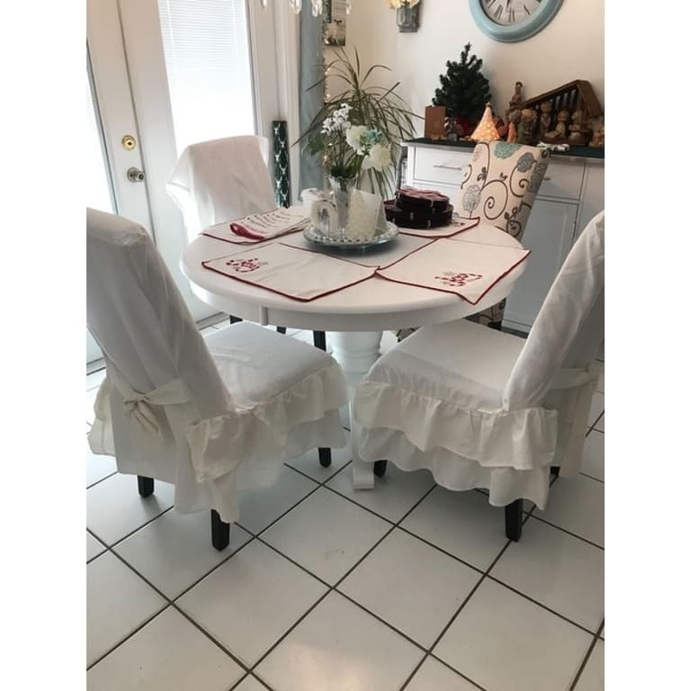 Cotton Tiered Ruffled Dining Chair Slipcover N/A On Sale Bed Bath