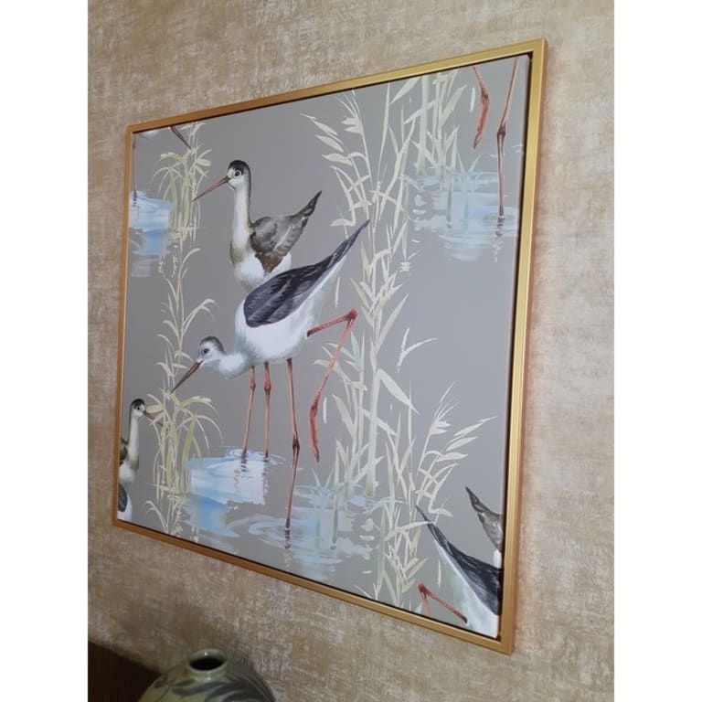 Designart "Herons Birds In The Water" Farmhouse Framed Canvas Wall Art